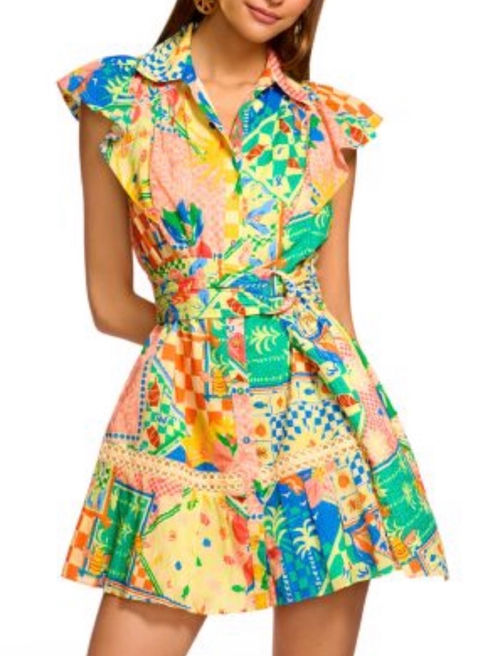 Ramy Brook Multi-Color Patchwork Shirt Dress